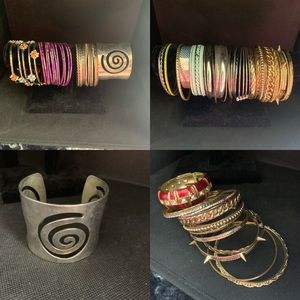 Silver cuff Bangle Bracelet lot